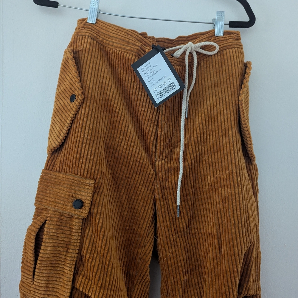 NWT Fried Rice Ginger Corduroy Wide Wale Cargo Pants Size 27 - Picture 2 of 4